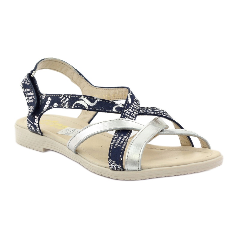 Sandalias piel tejida Escott 1389 azul marino plata 1