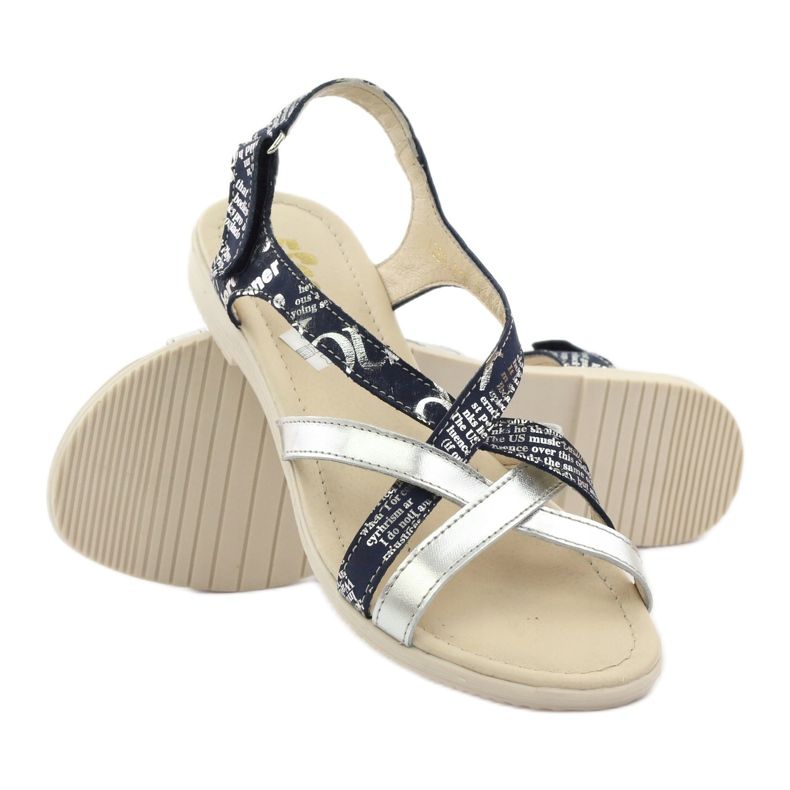Sandalias piel tejida Escott 1389 azul marino plata 3