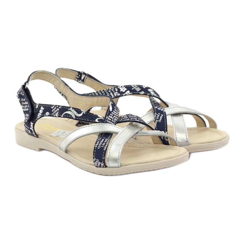 Sandalias piel tejida Escott 1389 azul marino plata 4