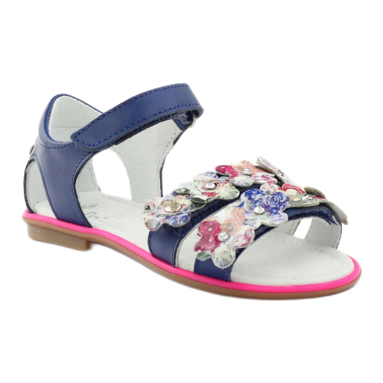 Bartek Sandalki Gladiatikki 16168 Cornflower decorado con flores azul 1