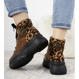 Zapatillas de invierno marrones con el tema animal de Cesaria marrón 1