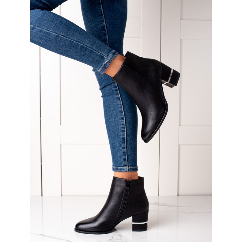 TRENDI Botas elegantes de tacón alto negro 1