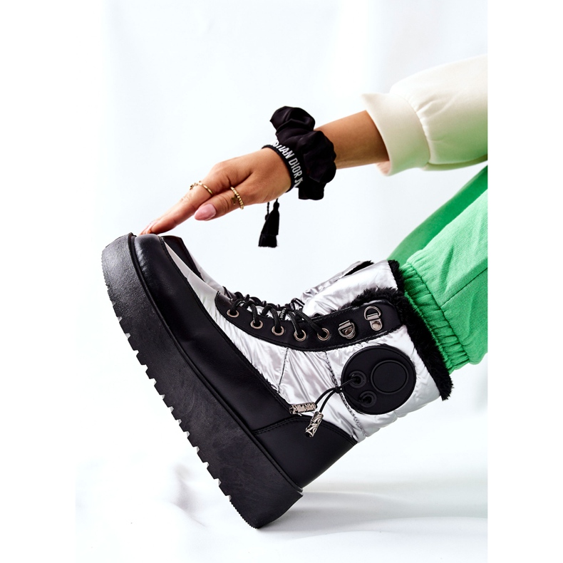 S.Barski Botas de nieve Kennilis Silver Warm para mujer negro plata 2