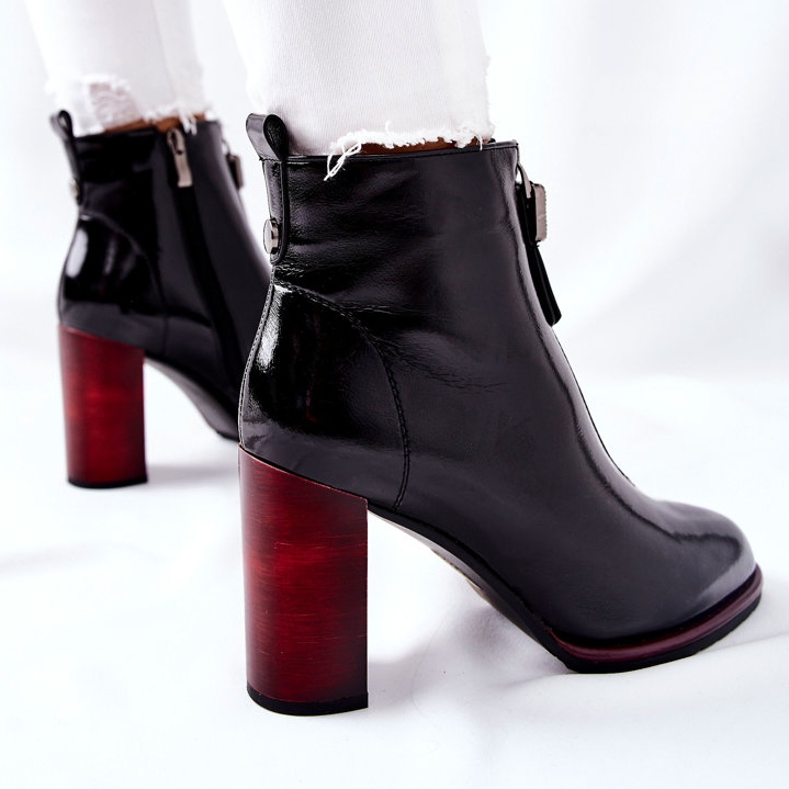 S.Barski Botas negras de mujer lacadas en un poste Cofton negro 1