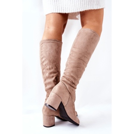 Vinceza Botas De Mujer Con Tacón Alto Ante Beige Newferry 1