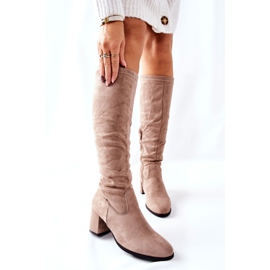Vinceza Botas De Mujer Con Tacón Alto Ante Beige Newferry 6