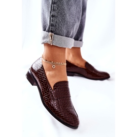 Vinceza Zapatos lacados con estampado animal de lino marrón 3