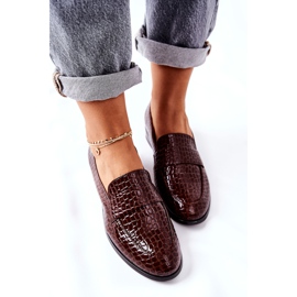 Vinceza Zapatos lacados con estampado animal de lino marrón 4