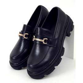 Negro YY11 Mocasines negros con suela gruesa 4
