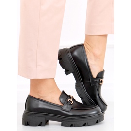 Negro YY11 Mocasines negros con suela gruesa 5