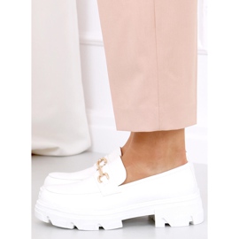 Blanco YY11 Mocasines blancos con suela gruesa 3