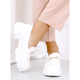 Blanco YY11 Mocasines blancos con suela gruesa 4