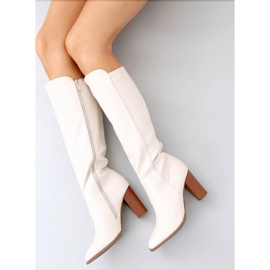Botas de tacón, color crema UK03P Beige 5