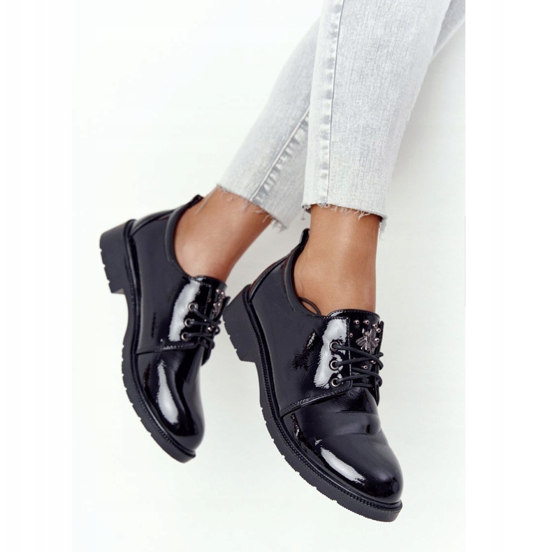 S.Barski Zapatos Lacados Lacados Oxfords De Mujer S. Barski Negro 4