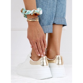 Zapatillas de mujer blancas T0YD8240-5 WHITE / GOLD blanco dorado 1