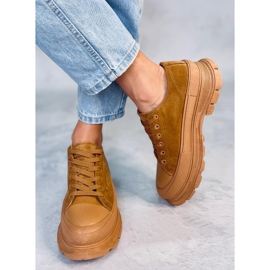 Zapatillas Lily Camel de suela alta marrón 2
