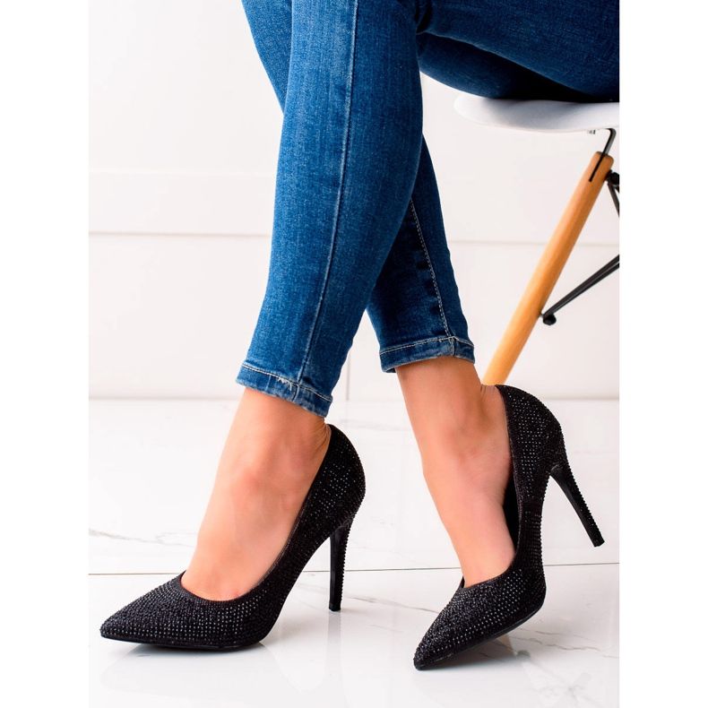 TRENDI Tacones altos negros con cristales 1