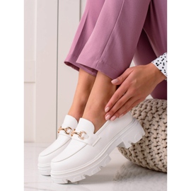 Diamantique Mocasines de piel ecológica blanco 2