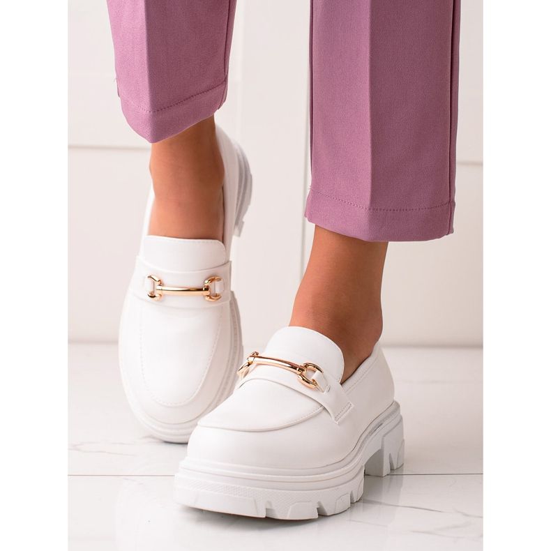 Diamantique Mocasines de piel ecológica blanco 1