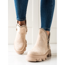 Sweet Shoes Botines de ante con cremallera beige 2