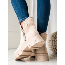 Sweet Shoes Botines de ante con cremallera beige 4