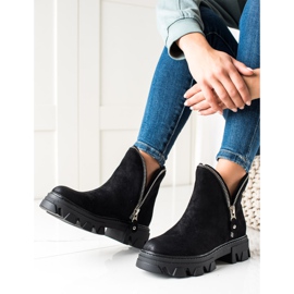 Sweet Shoes Botines de ante con cremallera negro 1