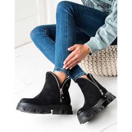 Sweet Shoes Botines de ante con cremallera negro 4