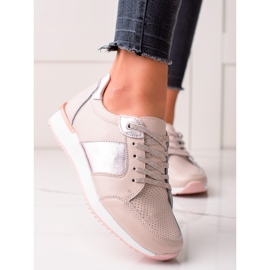 Zapatillas VINCEZA de piel en polvo rosa 2