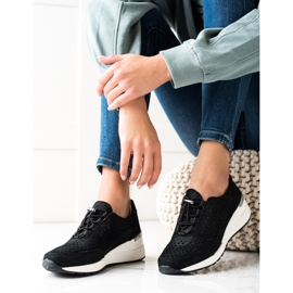 Deportivas de piel con purpurina VINCEZA negro 2