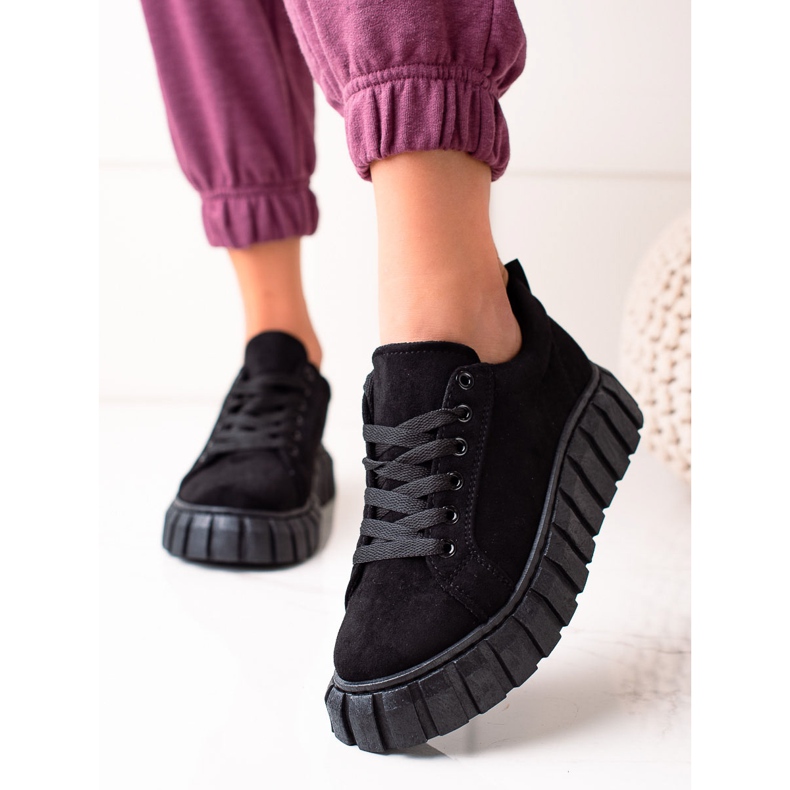 Sweet Shoes Zapatillas de gamuza en la plataforma negro 2