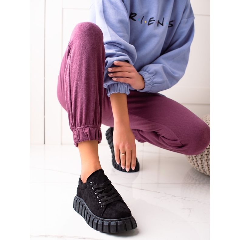 Sweet Shoes Zapatillas de gamuza en la plataforma negro 1