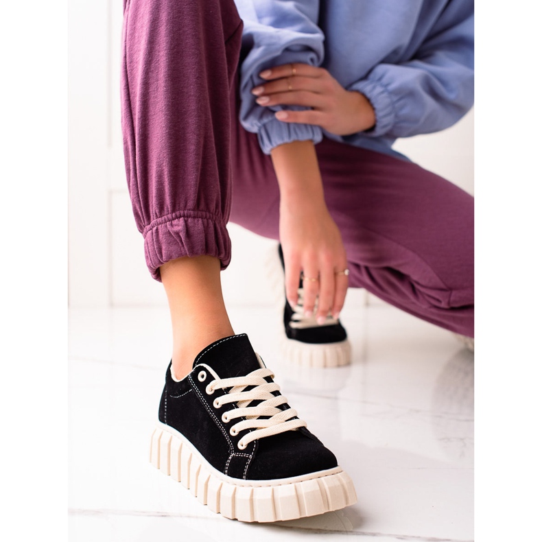 Sweet Shoes Zapatillas de gamuza en la plataforma negro 1