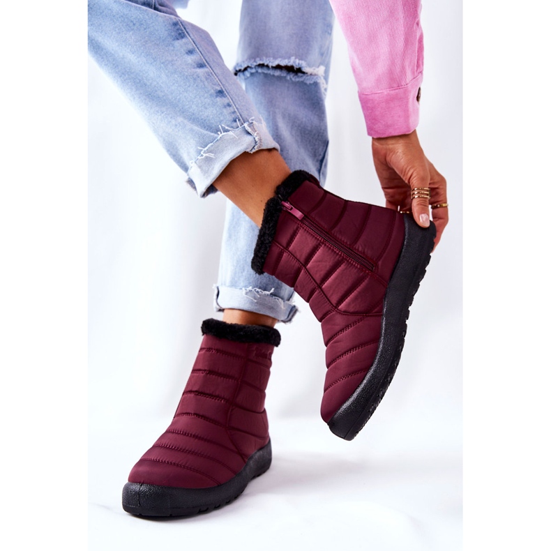 PE1 Botas de nieve con aislamiento de mujer Burgundy Mezyss rojo 2