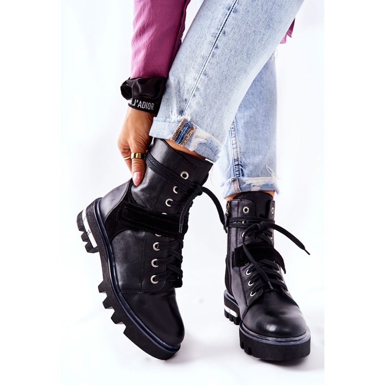 Botas de trabajo de cuero negro Maciejka 05219-01 1