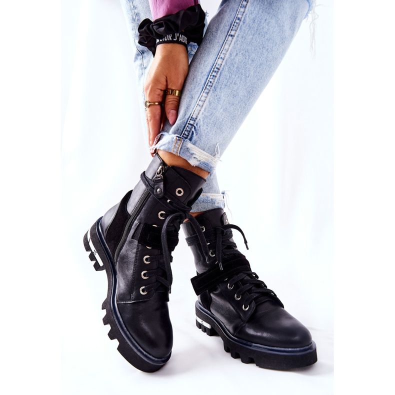 Botas de trabajo de cuero negro Maciejka 05219-01 2