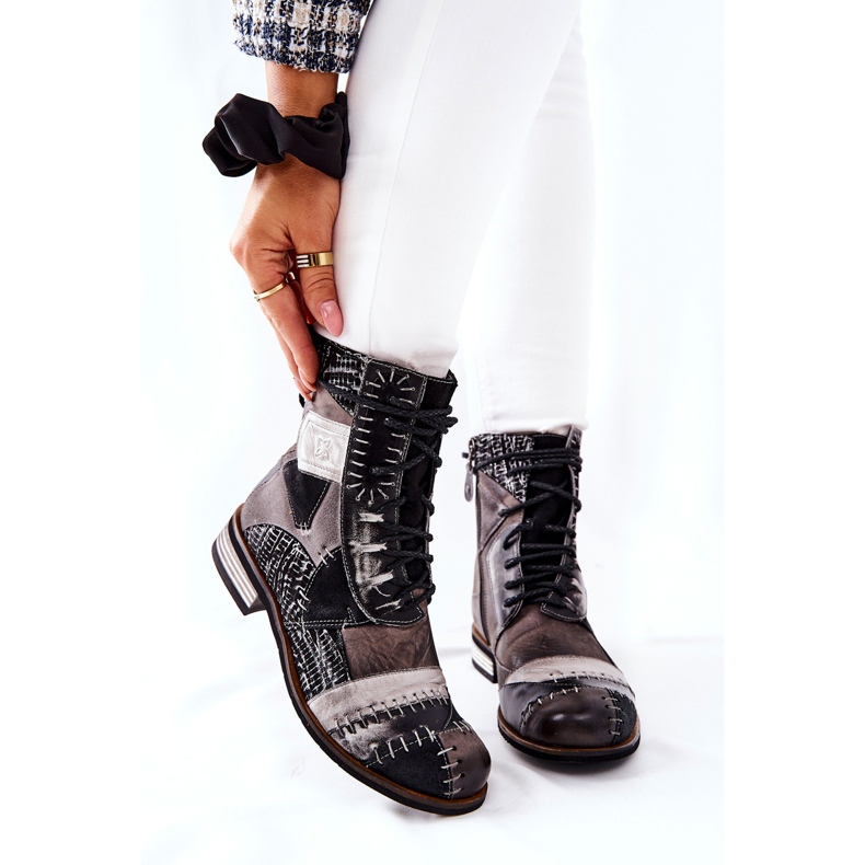 Botas Jodhpur de cuero gris Maciejka 05095-03 negro 1