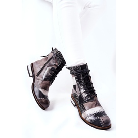 Botas Jodhpur de cuero gris Maciejka 05095-03 negro 4