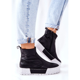 Maciejka Botas de cuero en la plataforma Negro 05216-01 4