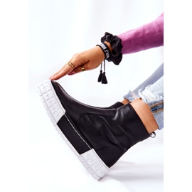 Maciejka Botas de cuero en la plataforma Negro 05216-01 2