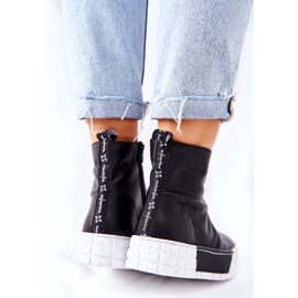 Maciejka Botas de cuero en la plataforma Negro 05216-01 3