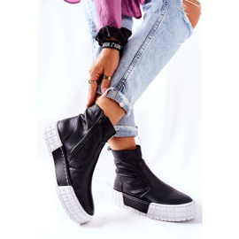 Maciejka Botas de cuero en la plataforma Negro 05216-01 5