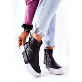 Maciejka Botas de cuero en la plataforma Negro 05216-01 6