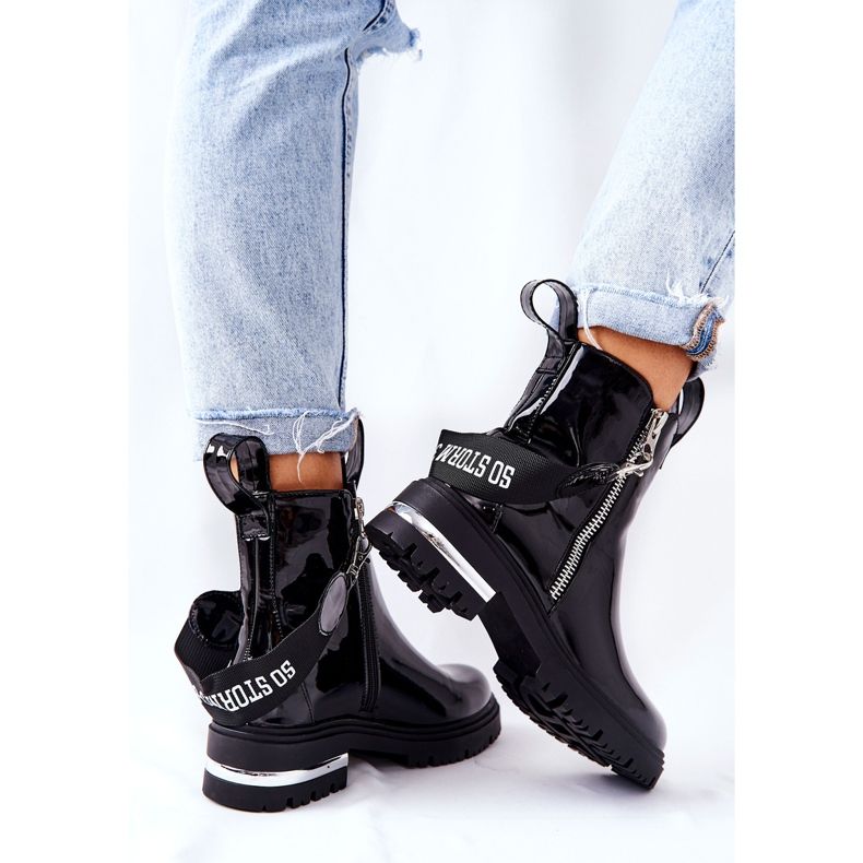 PS1 Botas Calientes Piel Lacada Con Cremallera Cortona Negra negro 2