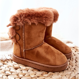 FR1 Botas cálidas para niños con lazos Botas de nieve funky de color caqui marrón 5