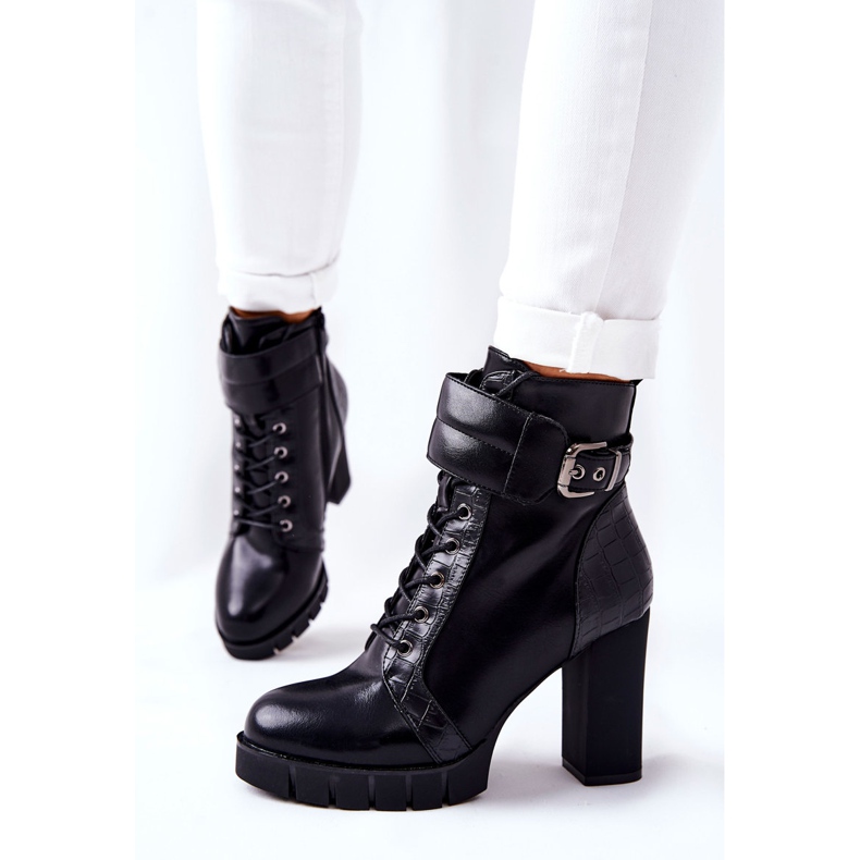 POTOCKI Botas en un poste alto negro atada fasha 1 POTOCKI Botas en un poste alto negro atada fasha 1