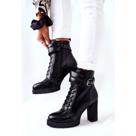 POTOCKI Botas en un poste alto negro atada fasha 3