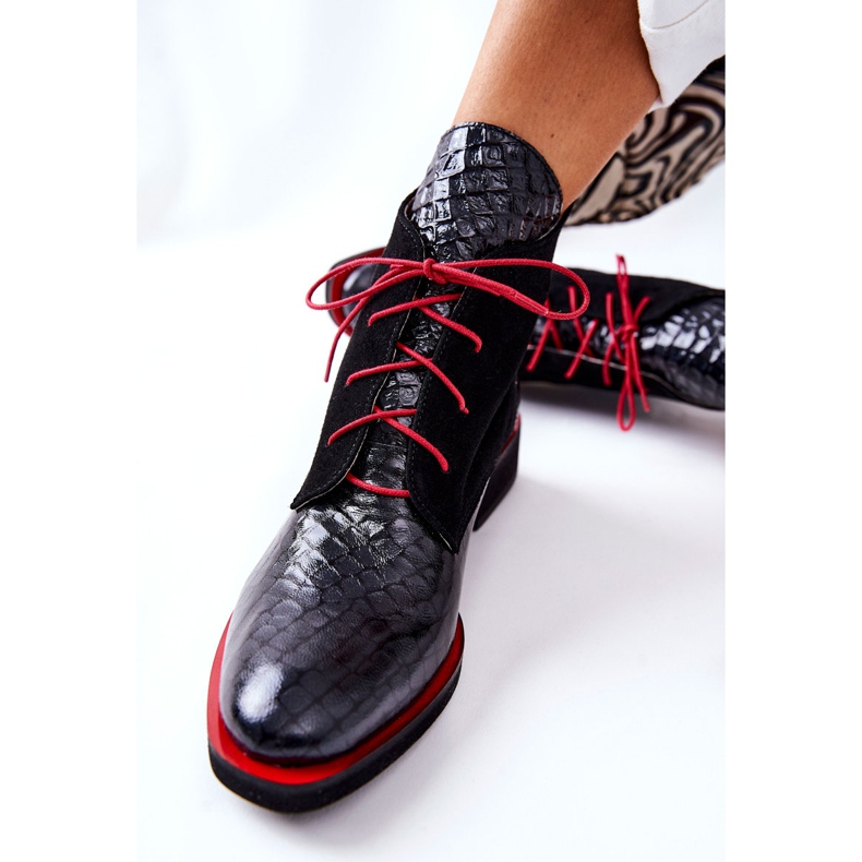 PA2 Botines Piel Estampado Cocodrilo Negro Laorelia rojo 1