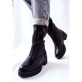 Vinceza Botas de piel de tacón negro Challonte 8