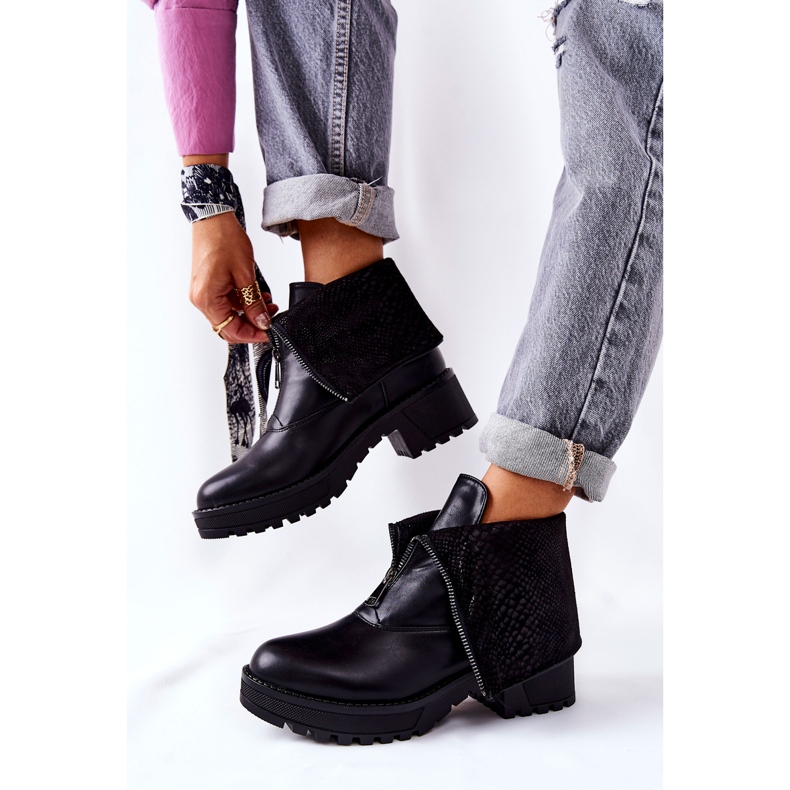 Vinceza Botas de piel de tacón negro Challonte 2 Vinceza Botas de piel de tacón negro Challonte 2