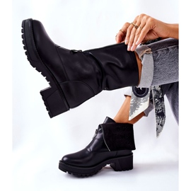 Vinceza Botas de piel de tacón negro Challonte 6